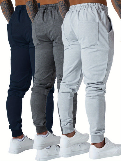 Set of 3 Men'S Athletic Joggers, Stylish Sweatpants for Sports
