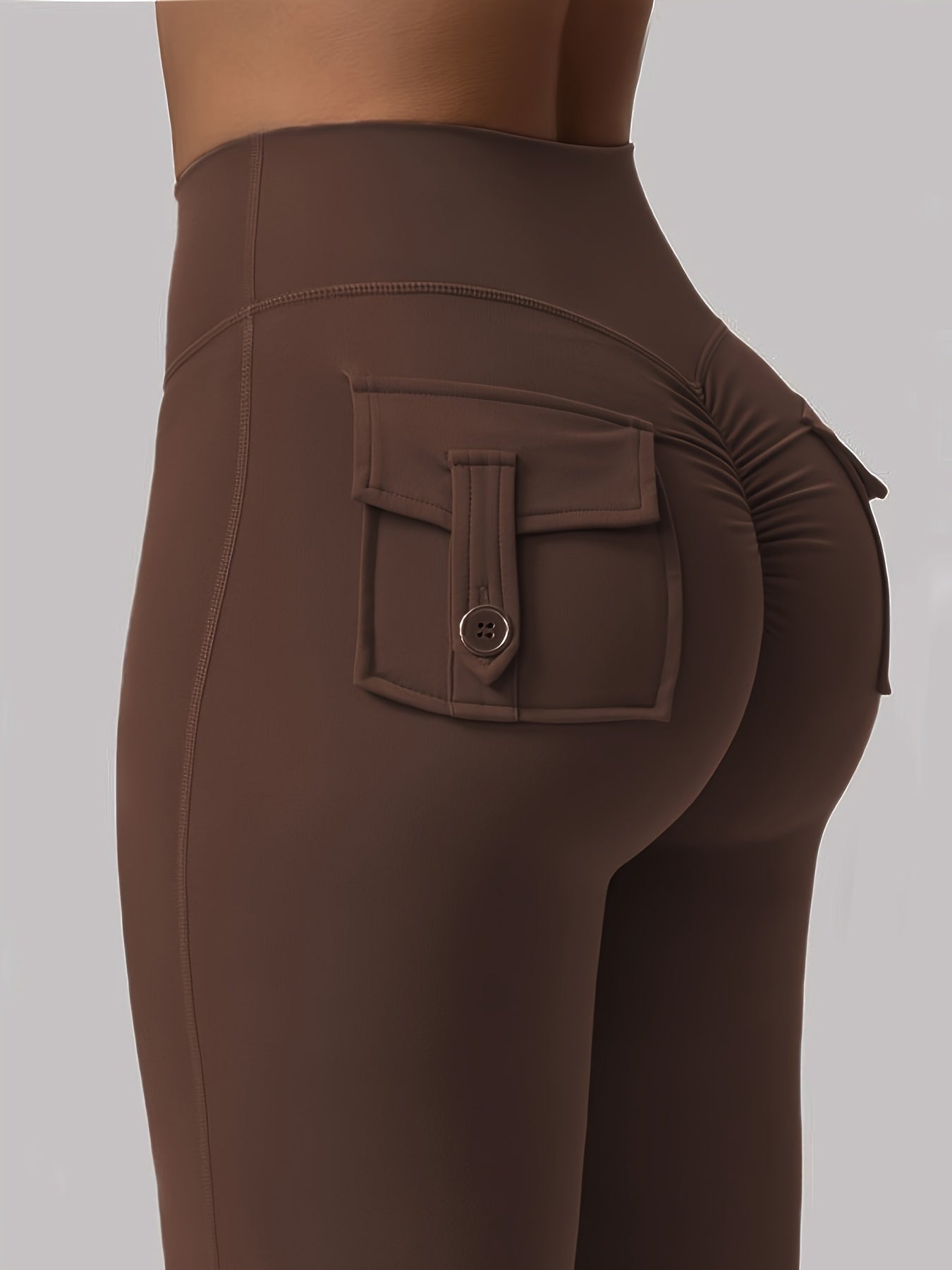 New Women'S Casual Loudspeaker Yoga Pants Training Loudspeaker Pants High Waist Work Clothes Belt Pocket Sportswear