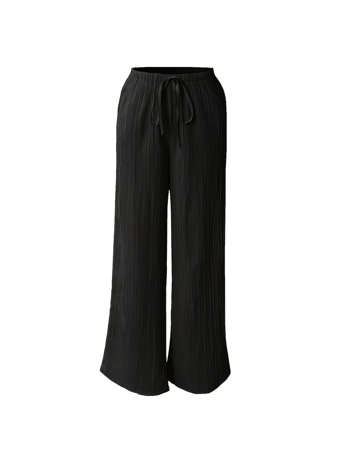 3pcs Elegant Ladies' Pants Set - Elegant Casual Solid Color Wide Leg Trousers, Versatile High-Waisted Pants for Spring & Summer, Perfect for Daily Wear And Vacation, Summer Vacation Beach Flowy Trousers with Pockets
