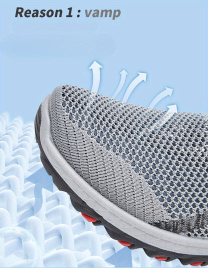 Men's Breathable Mesh Sports Sneakers, Easy-Wear Slip-On Shoes with Monochrome Fabric Upper, Rubber Sole, Round Toe Design, Low-Top Casual Athletic Footwear for Spring and Summer