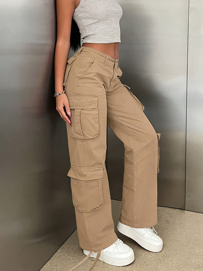 Y2K Style Retro Wash Water Era Feel Women's Work Pants, Basic Multi-functional Pockets Are Very Suitable for Street Travel.