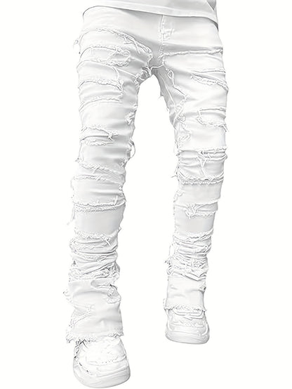 Men's Slim Fit Jeans - Classic Wash Distressed Everyday 377189
