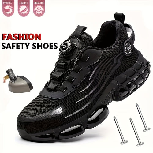 Men's Breathable Work Shoes - Durable Safety Shoes Suitable for Industrial and Casual Wear with Reflective Stripes