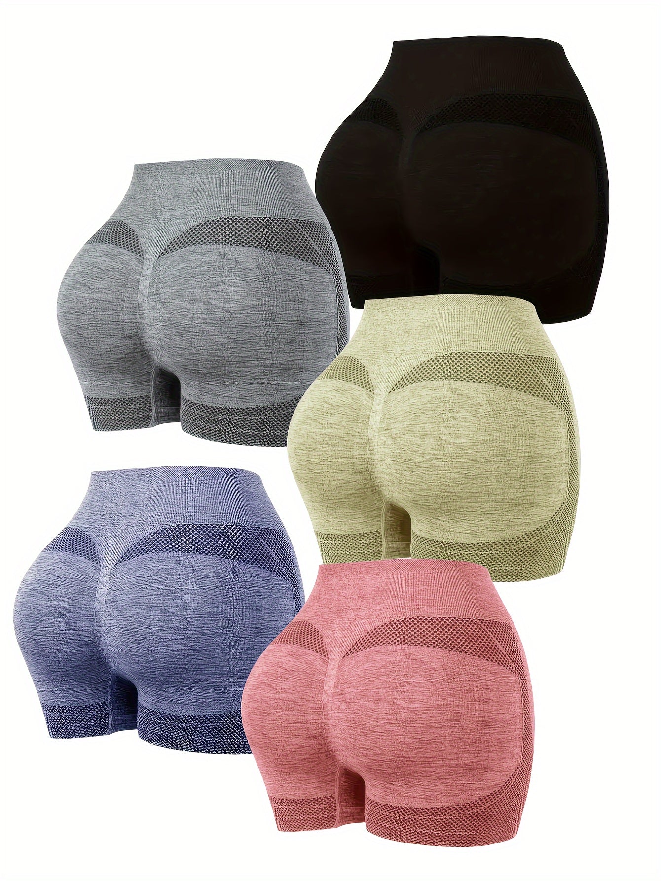 5pcs Seamless Sports Outerwear Comfortable and Breathable Yoga Bottom Shorts for Women