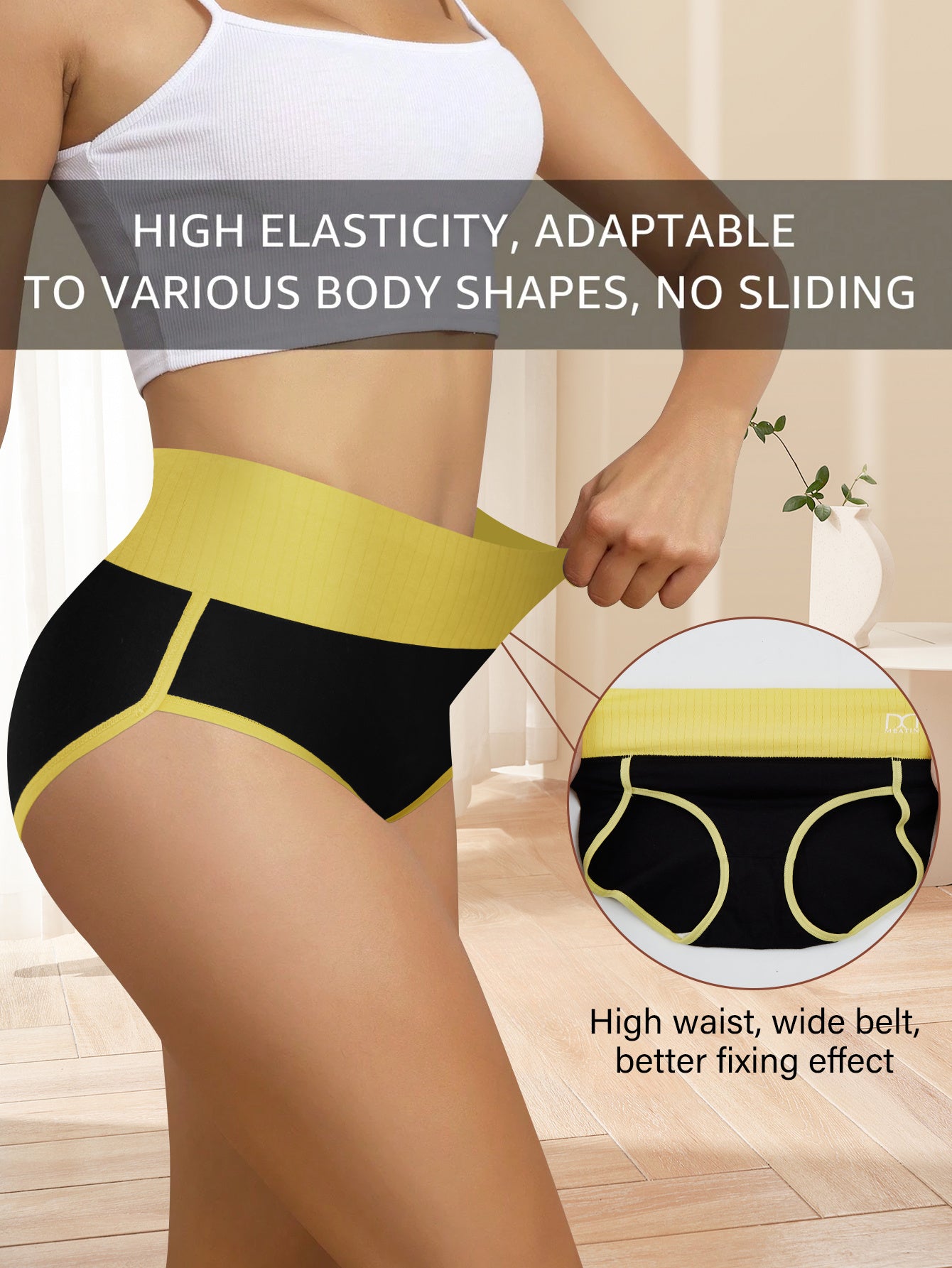 QUASTI 10-Pack Women'S High-Waisted Tummy Control Underwear - Soft Seamless Briefs with Full Coverage And Elastic Contrast Color Bands, Comfortable Everyday Wear, Breathable Fabric, Stylish& Practical Daily Panties