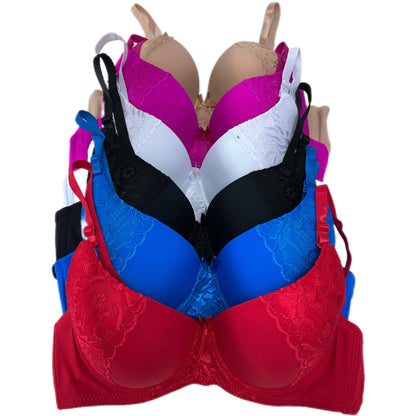 020305 KONGA 6Pack Women's Classic Lace Panel Underwire Support Bra B. C D DD Cup