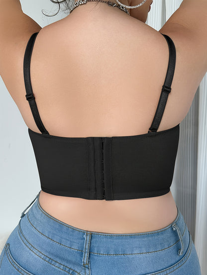 Plus Size Women's Underwire Strapless Push-Up Bra - Adjustable Thin Cup, Breathable Support with Tummy Control & Waist Slimmer, Push-Up Breast Support & Comfortable Shaping Camisole for Everyday Elegant Fit, Underwire Support, Durable Underwire
