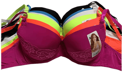 6 Pack Women's Random Assortment Print Lace Floral Bras with Underwire Everyday Push Up Bras for Women Sizes 30A Thru 42D