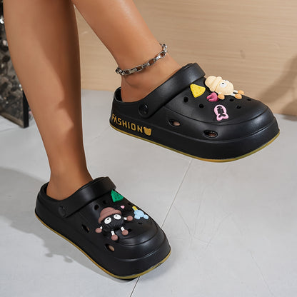 Women's Clogs, Cute Cartoon Shoe Charms, Fashionable Summer Casual Slippers, Suitable for Outdoor and Indoor Sandals, Height Increasing and Non-Slip, Ideal for Vacation, Walking, Beach, Christmas Gift, Women Shoes
