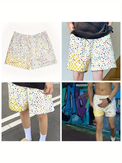 Baseball Ice Cream Teen Shorts Teenager'S Paisley Graphic Shorts Sports Basketball Headscarf Shorts Running Street Y2K Side Pull Belt for Outdoor, for Teenager, For Teenager