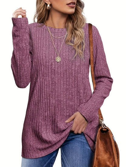 Three-piece Women's Long-sleeved European And American Fashion Sweater, Casual Round-neck Light And Loose T-shirt