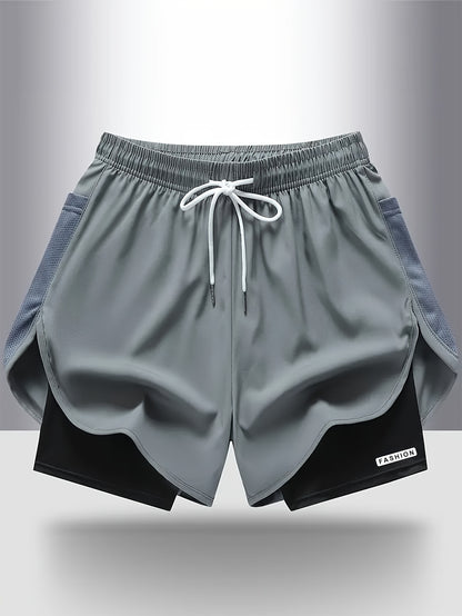 4pcs Summer Women's Casual Sports Shorts, Featuring A Two-piece Layering Design with Letters Suitable for Running And Casual Fitness, Come In Black, Gray, Green And