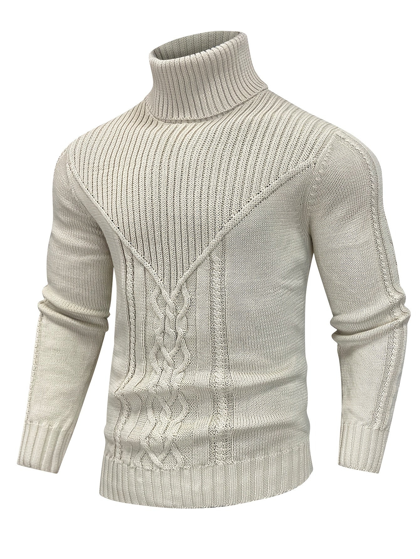 Men's Mature Casual Vintage Twisted Turtleneck Knit Pullover
