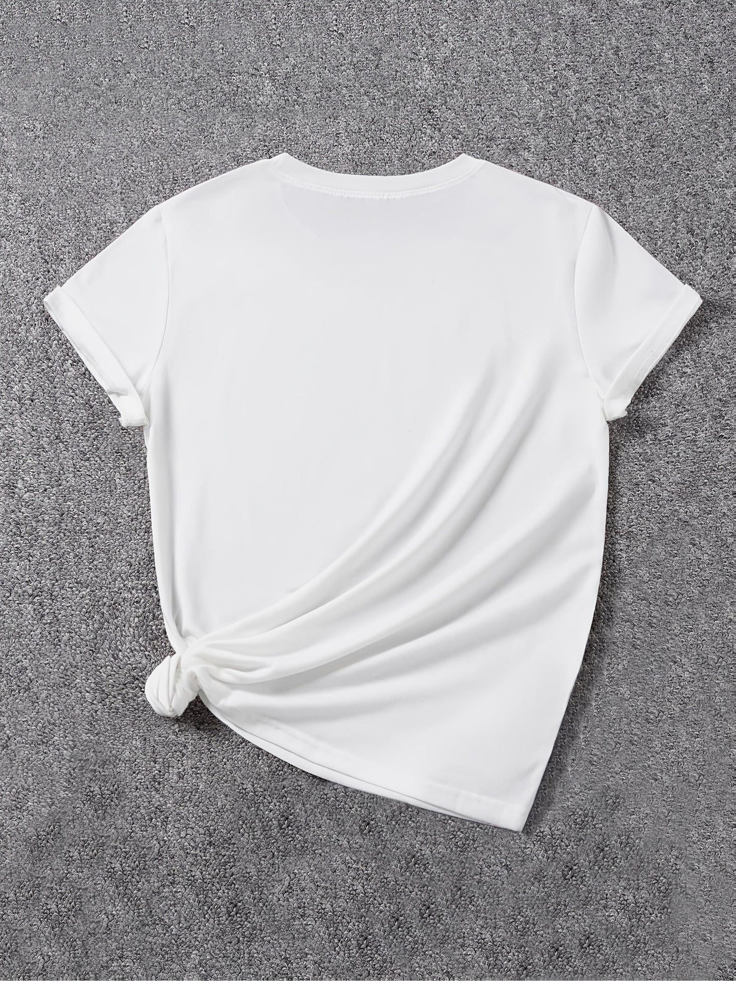 Round Neck Short Sleeve T-Shirt with a Teacher Pattern Print