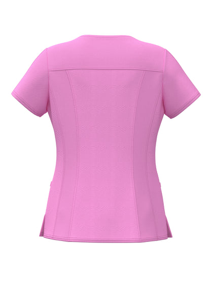 PandaFlex modern neck in Four-Way Stretch Fashion Scrubs Set V-Neck Short Sleeve Scrub Top & Straight Leg Cargo Pants for Nurses with zipper pockets 3372