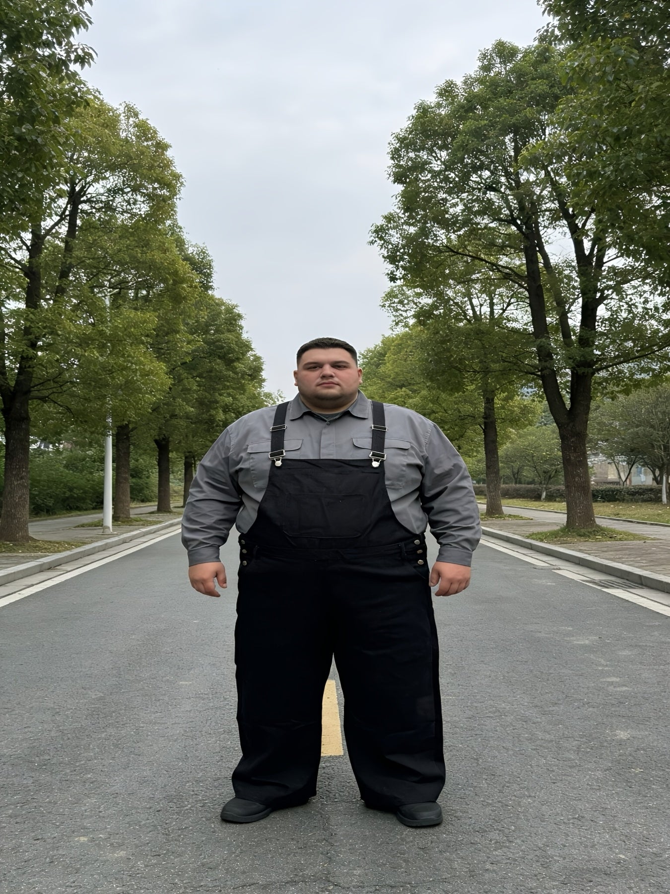 Plus-size Men's Loose-fitting Overalls, Suitable for Plus-size Men. Adjustable Straps, Durable Black Fabric, Suitable for Work And Outdoor Wear., PLUS SIZE