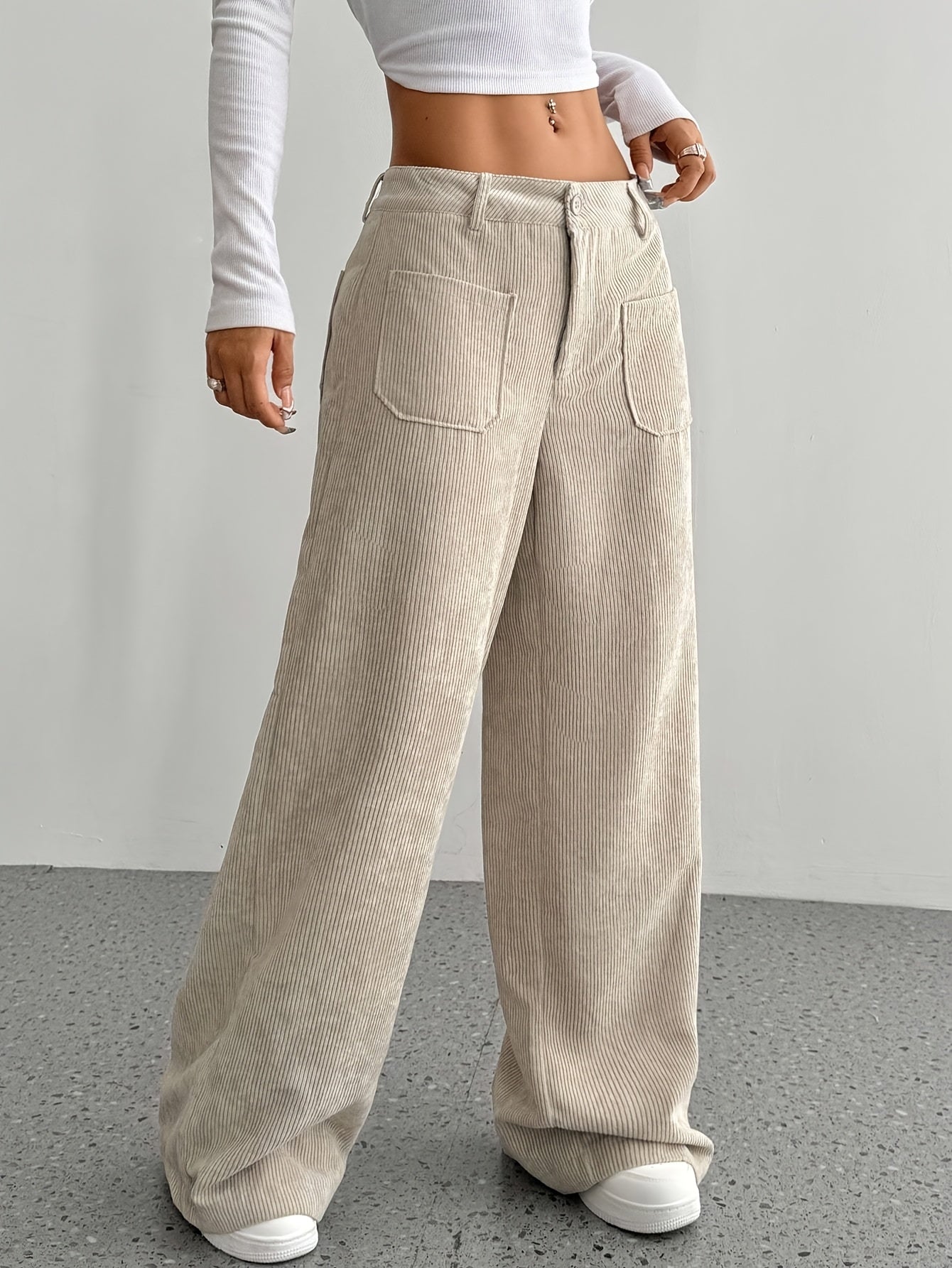 2025 New Explosive Product Chic Straight Pants with Pockets in Solid Color - Casual And Comfortable, Women'S Machine Washable