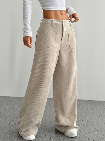 2025 New Explosive Product Chic Straight Pants with Pockets in Solid Color - Casual And Comfortable, Women'S Machine Washable