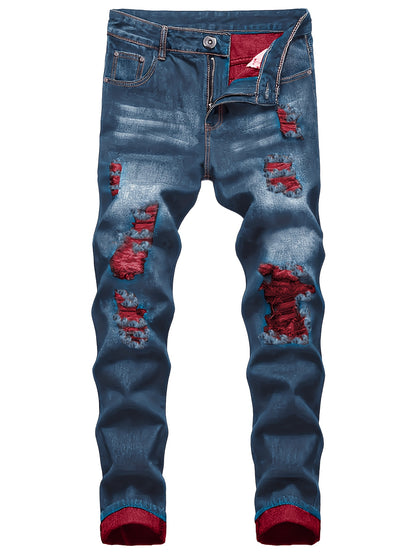 New Spring Style Two-Pack Men'S Jeans: Trendy Ripped Jeans, Black Retro Colorful Casual Pants, Perfect Valentine'S Day Gift