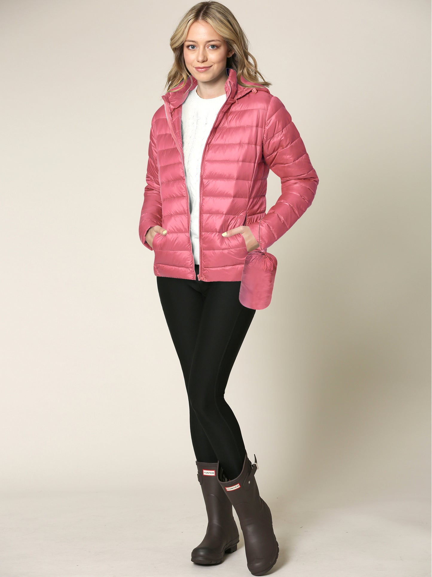 Women's Ultra Light Weight Packable Down Jacket with Removable Hood