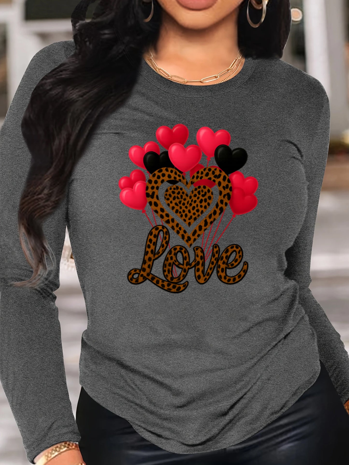 Women'S Love Printed Long Sleeve - Long Sleeve Round Neck Hoodie, Comfortable Long Sleeve, Party Clothing, Casual - Festival Clothing, Durable Fabric, Festival Shopper