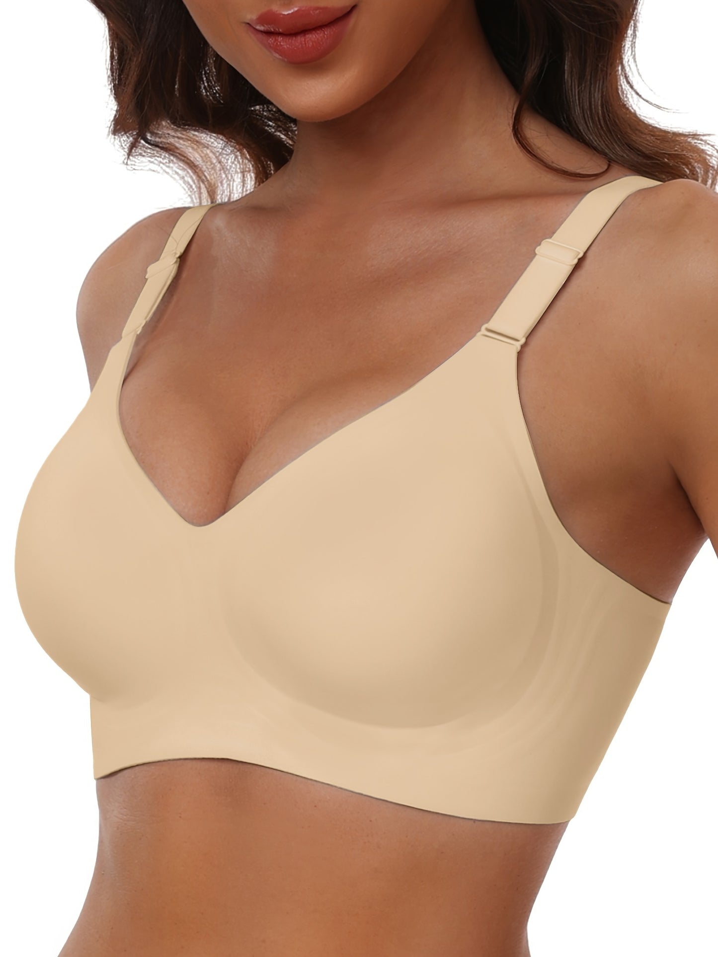 Seamless Wireless Push-Up Bra-V Neck Design, Comfortable, Supportive Intimate Apparel for Women