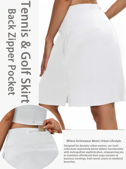 20-Inch Knee-Length Skorts for Women Featuring Five Pockets, High-Waisted Design, Suitable for Tennis And Golf, Long Athletic Skirt with Built-In Shorts