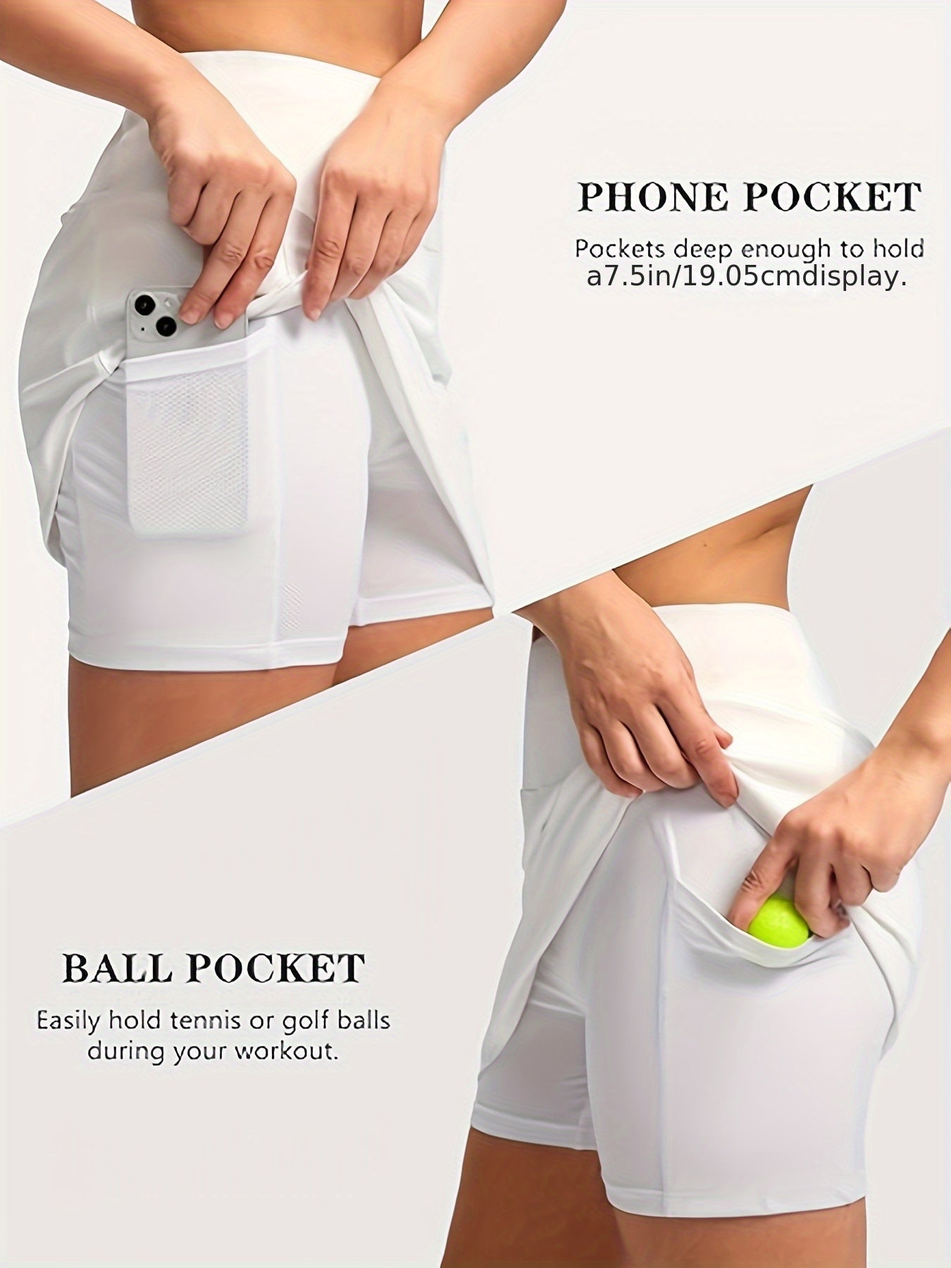 Women's Golf Skirts Skort 4 Side Pockets High Waisted Stretchy Tennis Skirt with Short Athletic Casual
