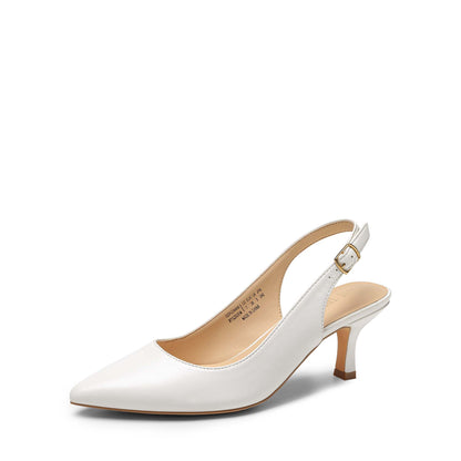 Women's Closed Toe Wedding Low Heel Slingback Kitten Heels Adjustable Strap Pointed Toe Pumps High Heeled Prom Dress Shoes Low Kitten Heels Women's Slingback Dressy Pumps Pointed Closed Toe Ankle Strap Elegant Wedding Pumps Formal Comfortable Shoes