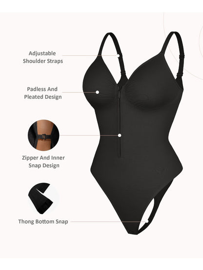 Women's Targeted Control Shapewear Bodysuit - Zip Front Body Smoothing