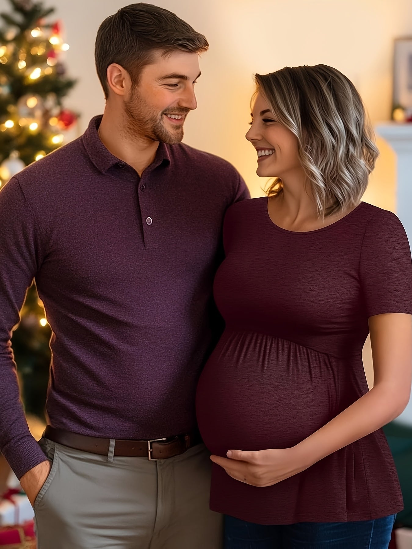 3 Packs Women'S Maternity Tops Short Sleeve Scoop Neck Elastic Band High Waist Shirts Pregnancy Clothes