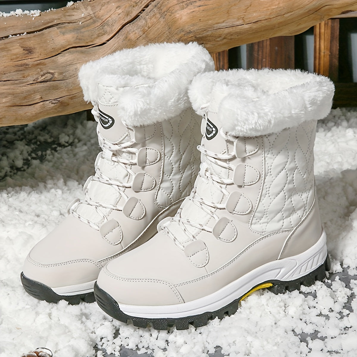 Winter Women'S Outdoor Snow Boots, Anti-cold Warm Padded High Top Boots, Non-slip Comfortable Hiking Boots