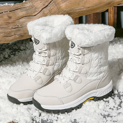 Winter Women'S Outdoor Snow Boots, Anti-cold Warm Padded High Top Boots, Non-slip Comfortable Hiking Boots