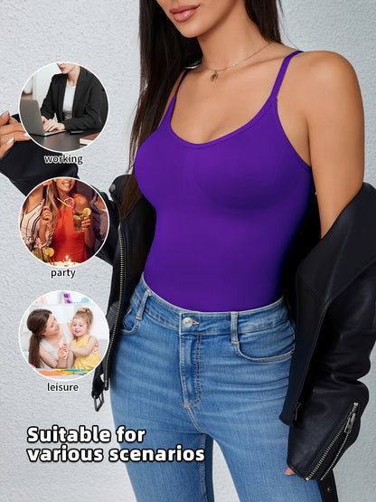 7pcs Set Women's Shapewear Camisole, Adjustable Straps Sleeveless Waist Cincher Tank Top, Waist Cincher Camisole, Body Shaping Top, Smooth Silhouette, Elegant Shapewear, Highquality Shapewear, Stretchy Fabric, Fitted Bodysuit, Women's Shaping Tank