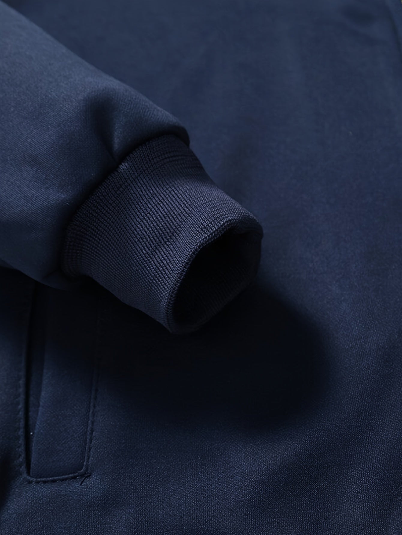 Men'S Navy Blue Tracksuit Set for Spring And Autumn - Zip-Up Jacket with 'SPORT' Print And Joggers, Made of 100%, Non-Stretch Material, Featuring Pockets