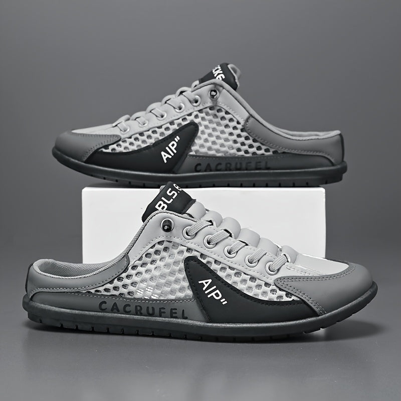 Men's Slip On Breathable Non Slip Casual Shoes, Summer Trendy Color Block Round Toe Slippers for Outdoor Walking Camping Casual Activities