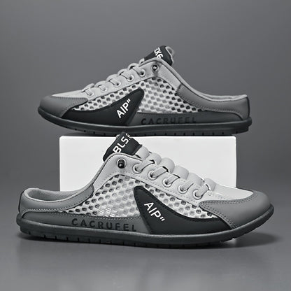 Men's Slip On Breathable Non Slip Casual Shoes, Summer Trendy Color Block Round Toe Slippers for Outdoor Walking Camping Casual Activities