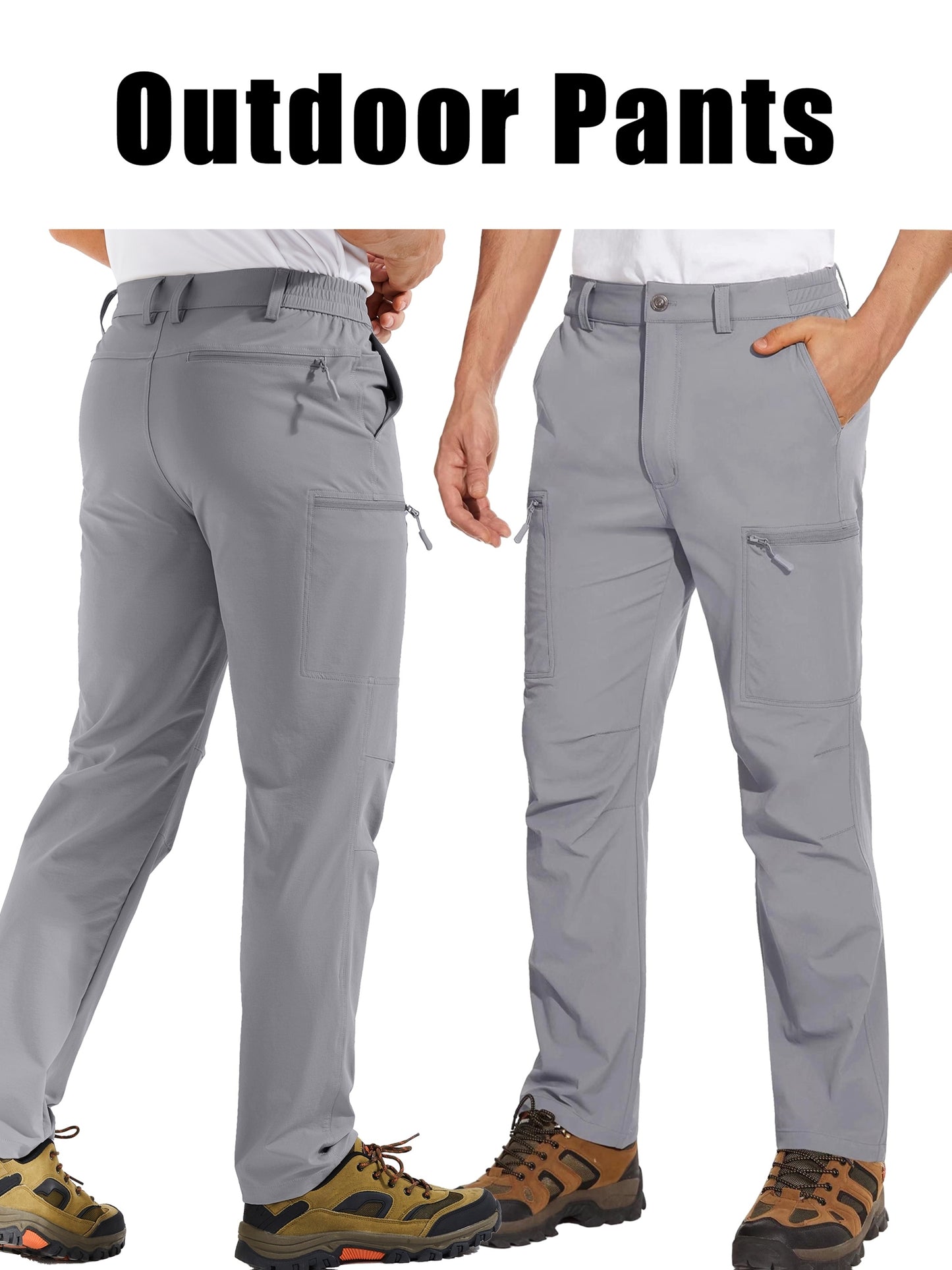 Men'S Cargo Pants Spring Hiking Trousers Quick-Dry Ripstop Stretch Fabric Breathable Moisture-Wicking Lightweight Elastic Waist And 3D-Cut 6 Pockets Outdoor Pants for Fishing Travel Camping, Work in Spring And Summer