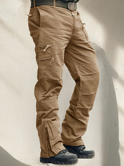 Men'S Cargo Pants /Spandex Scratch-Resistant Outdoor Training Trousers Lightweight with 9 Utility Pockets, Work Pants for Men Zippered Hem Design, Elastic Waistband for Daily Commuting, Office, And Outdoor Activities (Belt Not Included)