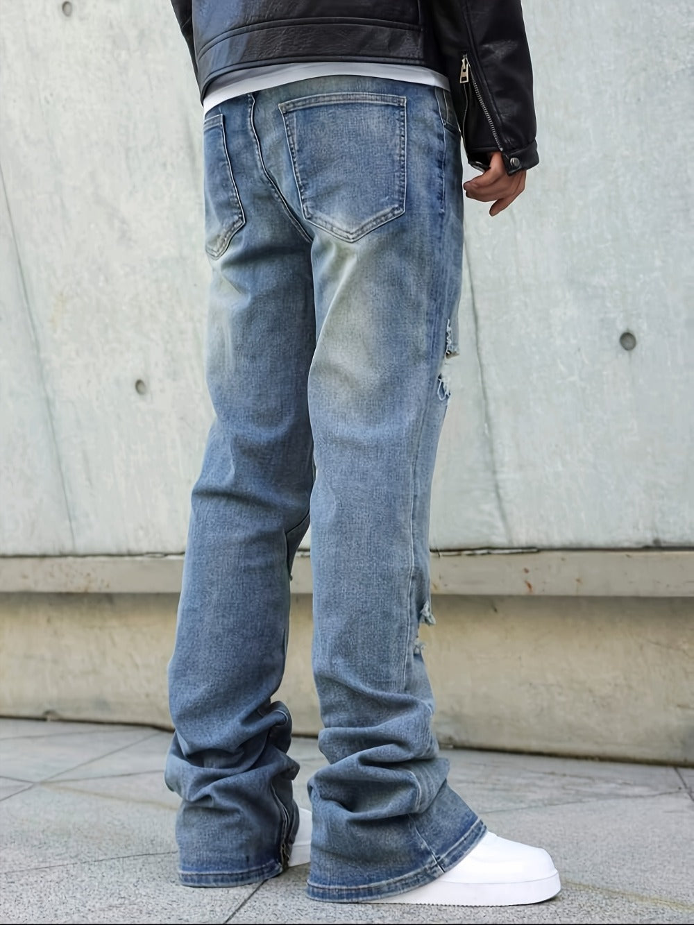 Men's Slim Fit Jeans - Classic Wash Distressed Modern
