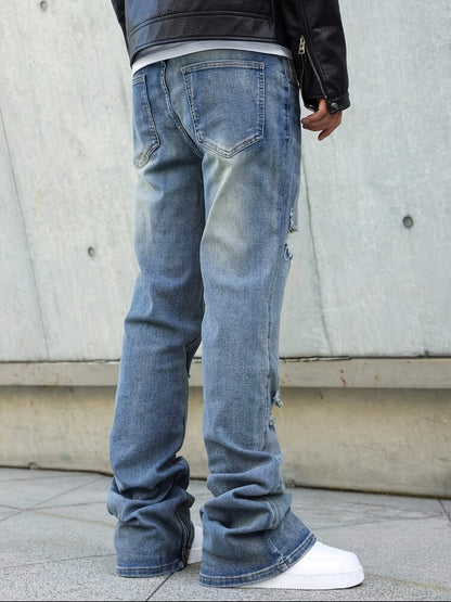 Men's Slim Fit Jeans - Classic Wash Distressed Modern