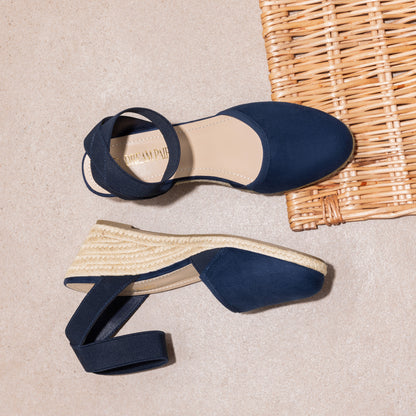Women's Elastic Ankle Strap Espadrilles Wedge Sandals Closed Toe Platform For Women Ankle Strap Casual Comfortable Wedge Sandals Breathable And Comfortable, Suitable For Spring, Summer And Fall