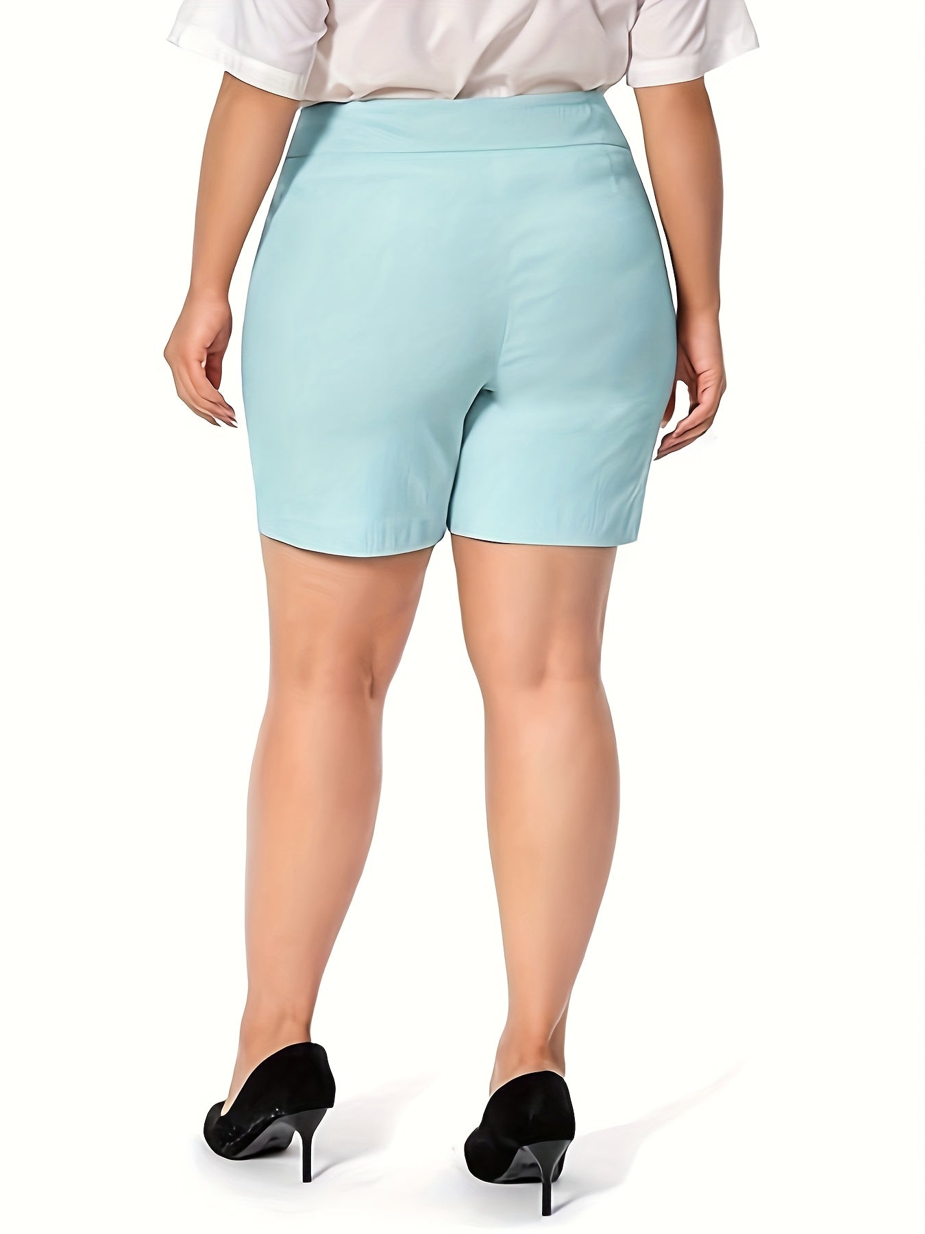 Work Causal Tulip Hem Pull-On Dress Career Shorts with Two Front Pockets