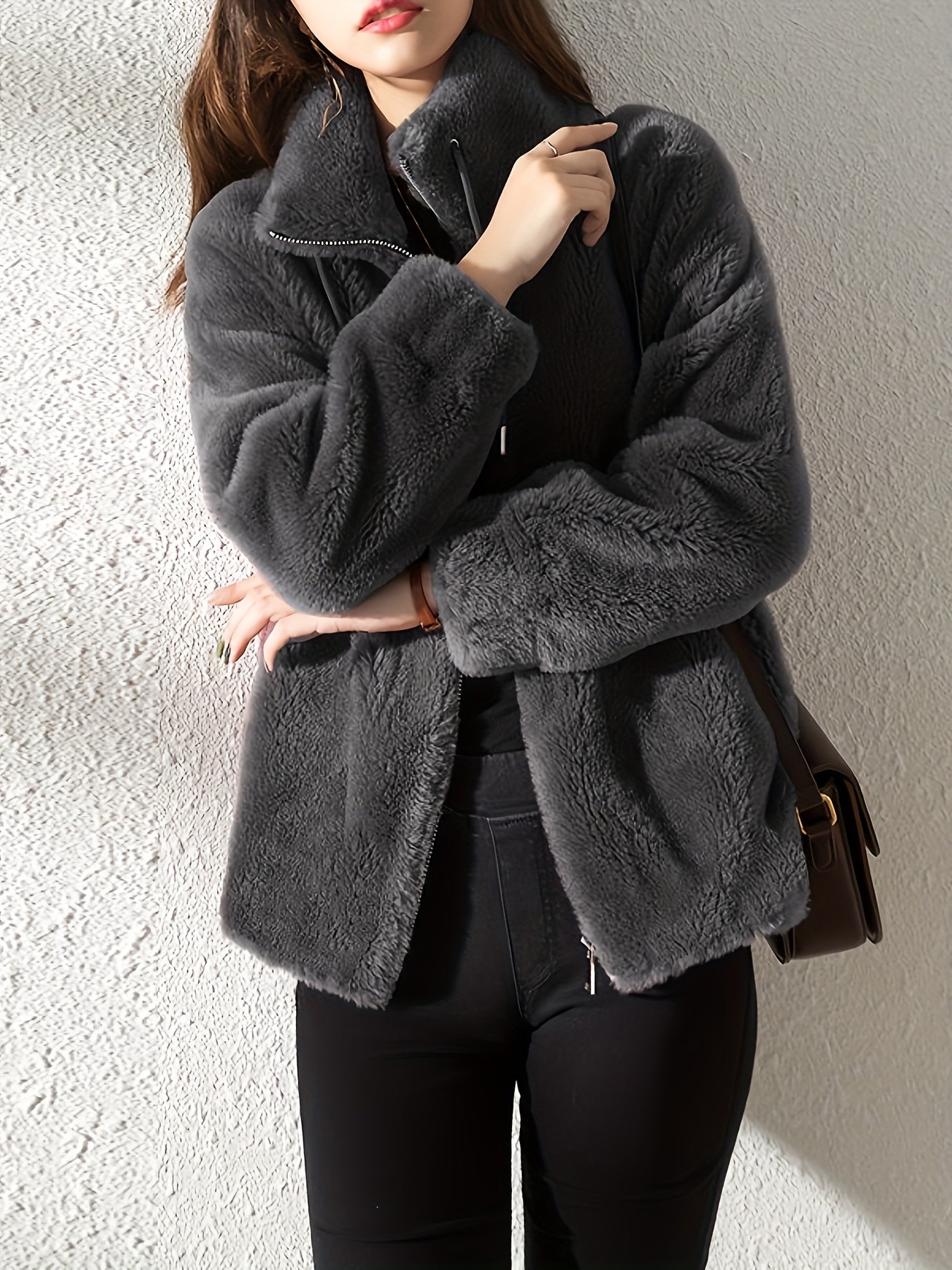 Women's Dark Brown Polyester Jacket - product view 16