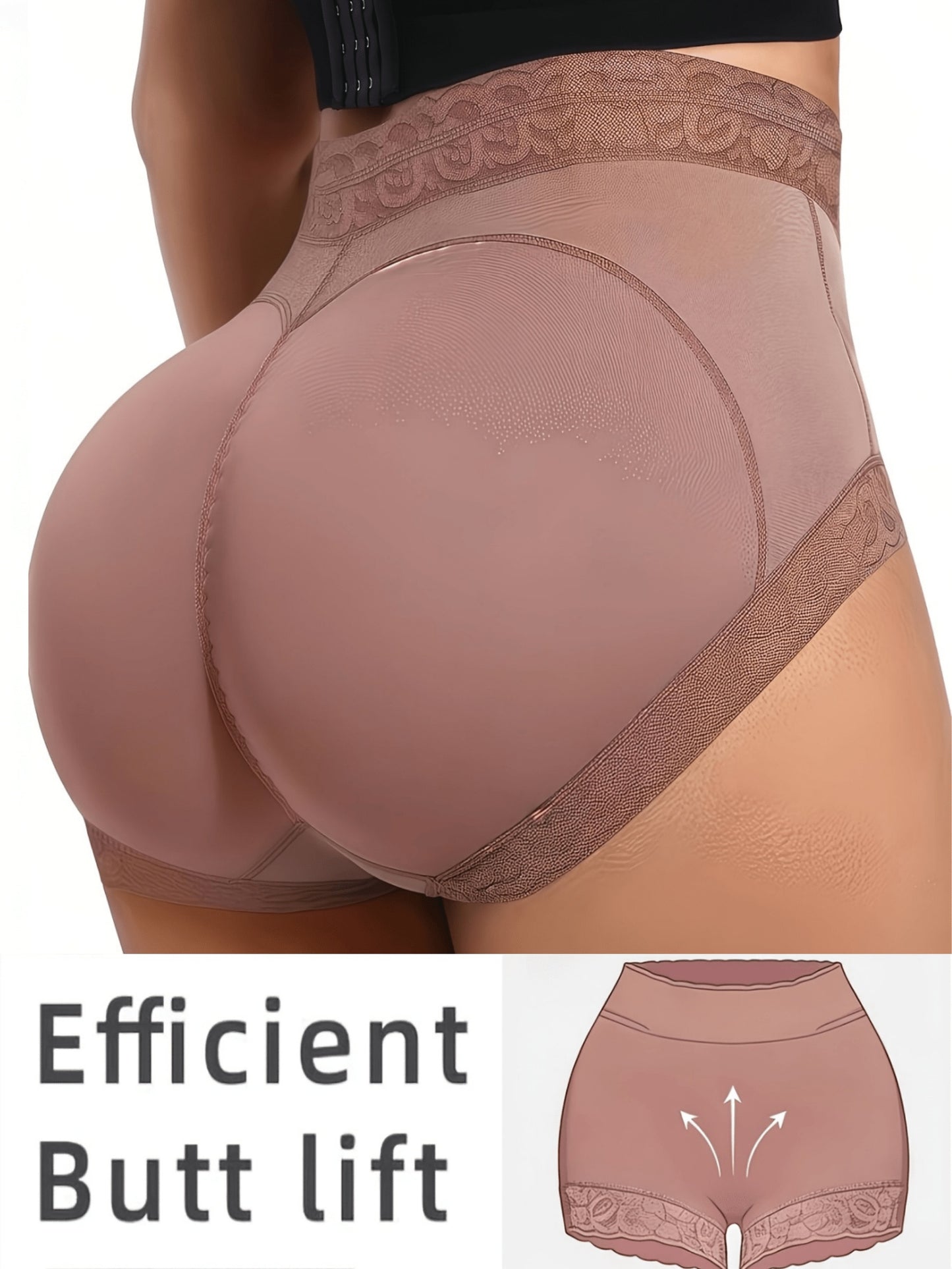 1pc High-waisted Shaping Thong With Seamless Construction, Machine Washable, Non-rolling And Non-slip Cuffs