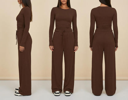 2026 [Elegant Direction]Relaxed And Sophisticated Fashion Casual Outfit, Pants + Fitted Long Sleeves