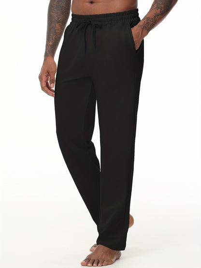 EXARUS Men'S Yoga Sweatpants Set - 2pcs, Athletic Lounge Pants with Open Bottom Straight Leg And Pockets