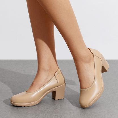 Women's Chunky Closed Toe Low Block Heels Work Pumps Comfortable Round Toe Dress Wedding Shoes One Foot Kick Design Fashionable Bride Bridesmaid Wedding Party Party Holiday Formal Shoes