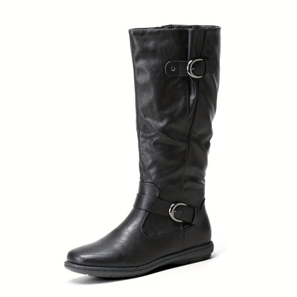 Women's Wide Calf Knee High Boots, Fashion Faux Fur-Lined Autumn Boots Winter Boots DurableComfortable Versatile Style Knee Length Women's Boots, Women Shoes