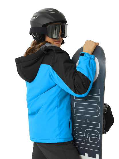Winter Jacket for Women - Women's Ski Snowboard Jacket Thermal Fleece High Quality Insulated Snow Jacket Casual Work Jacket Outdoor Sports Coat Windbreaker Parka 4 Pockets Camping Snow Jacket Windproof Hood Warm Winter Hiking Fleece Lined Jacket